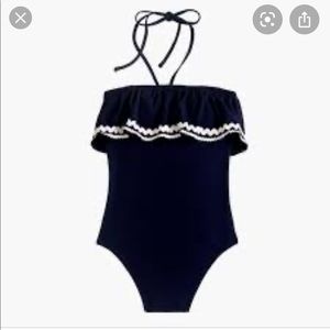 J.crew Ruffle bandeau one-piece  rickrack j1804